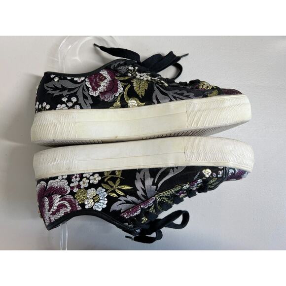 Steve Madden Gerry Floral Sneakers Womens Size 8.5 Classic Casual Black - Picture 4 of 8